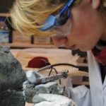 Trabajo en laboratorio de la Escuela Taller de Restauración Paleontológica 2